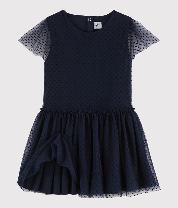 Robe manches courtes enfant fille bleu marine