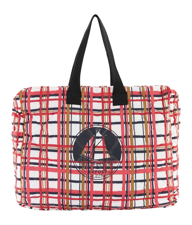 Sac cabas matelass&eacute; blanc/multicouleur