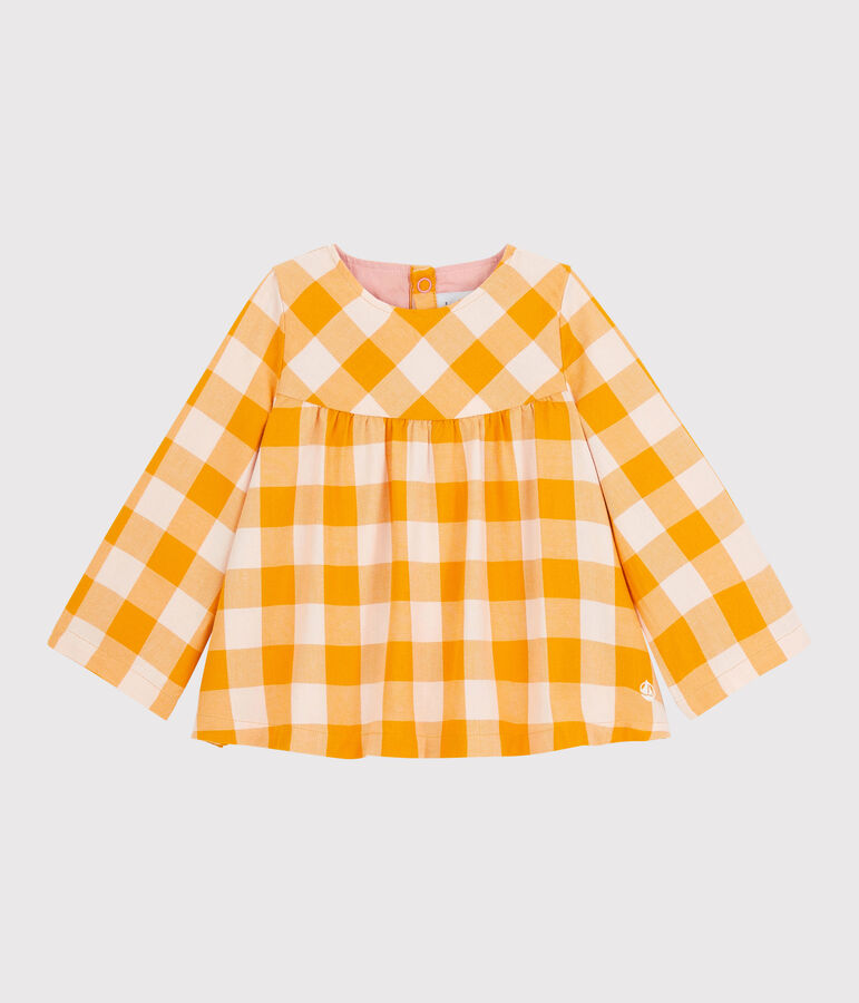 Blouse en flanelle b&eacute;b&eacute;. jaune/rose