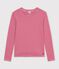 Tee-shirt femme en coton manches longues &agrave; rayures rouge/blanc