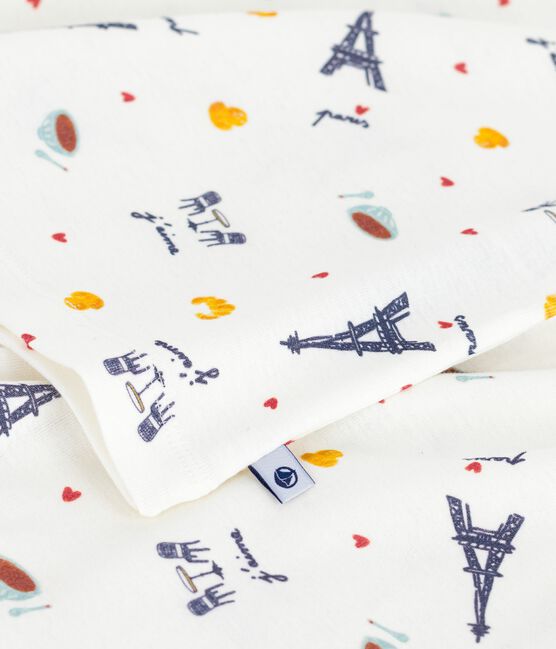Pyjama enfant en coton imprimé Paris blanc MARSHMALLOW/blanc MULTICO