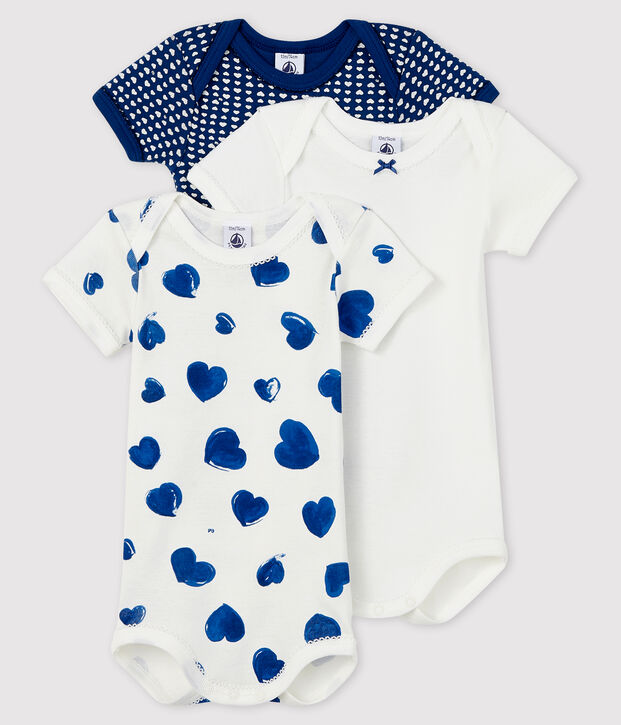 Lot de 3 bodies manches courtes b&eacute;b&eacute; fille multicouleur