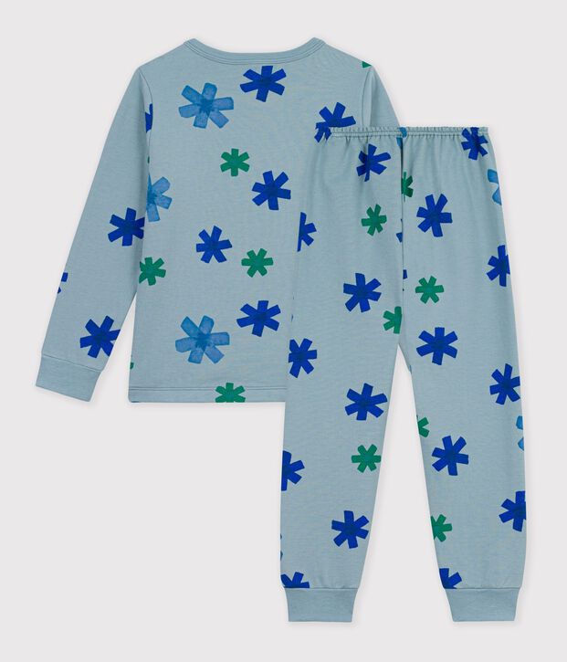 Pyjama enfant en molleton imprim&eacute; flocons gris/multicouleur