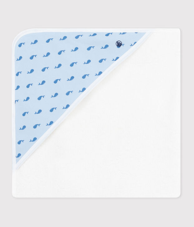 Carr&eacute; de bain b&eacute;b&eacute; en coton bleu/bleu