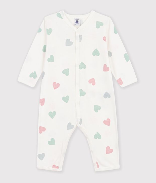Pyjama b&eacute;b&eacute; en coton sans pieds imprim&eacute; c&oelig;urs blanc/multicouleur