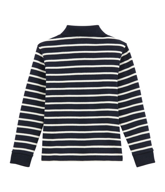 Polo manches longues enfant garçon bleu SMOKING/beige COQUILLE