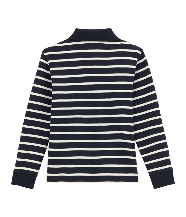 Polo manches longues enfant gar&ccedil;on bleu/blanc