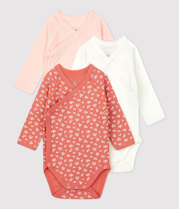 Lot de 3 bodies b&eacute;b&eacute; en coton biologique multicouleur