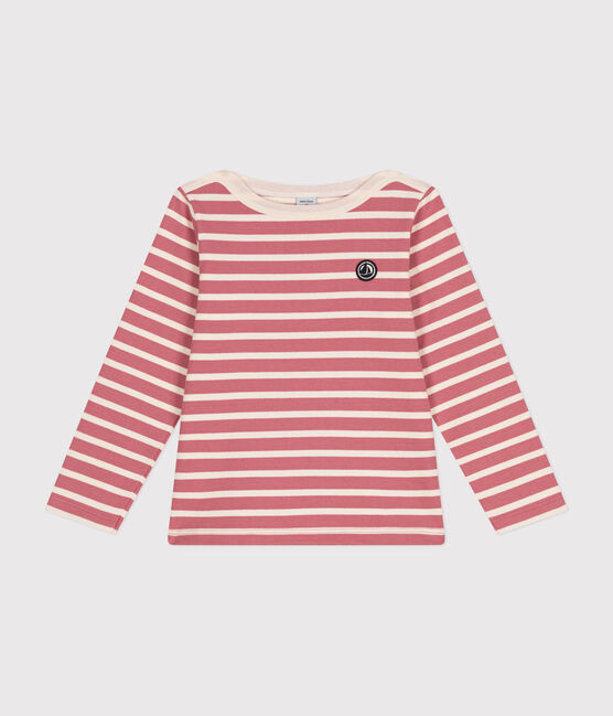 Marinière iconique en coton enfant fille / garçon rose ROSEWOOD/ AVALANCHE