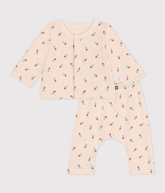 Ensemble bébé deux pièces en coton blanc AVALANCHE/ MULTICO