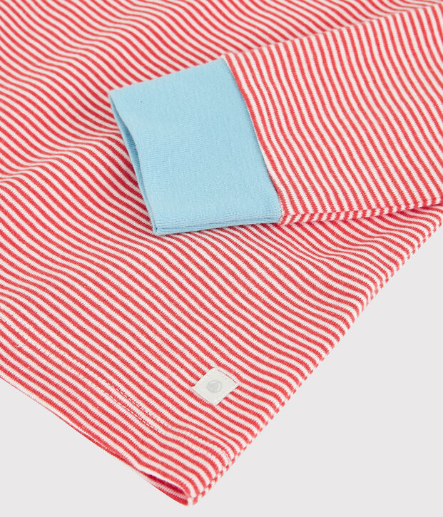 Pyjama ray&eacute; petit gar&ccedil;on en coton orange/blanc