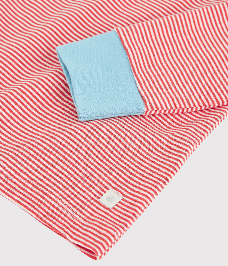 Pyjama ray&eacute; petit gar&ccedil;on en coton orange OURSIN/blanc MARSHMALLOW