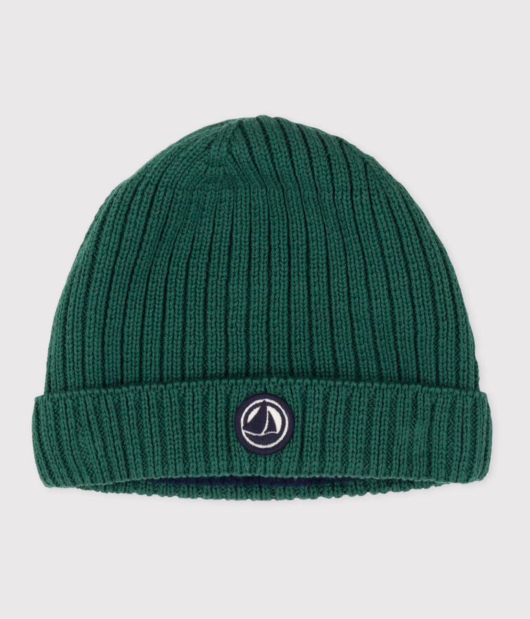 Bonnet b&eacute;b&eacute; en tricot doubl&eacute; en polaire vert WILLOW