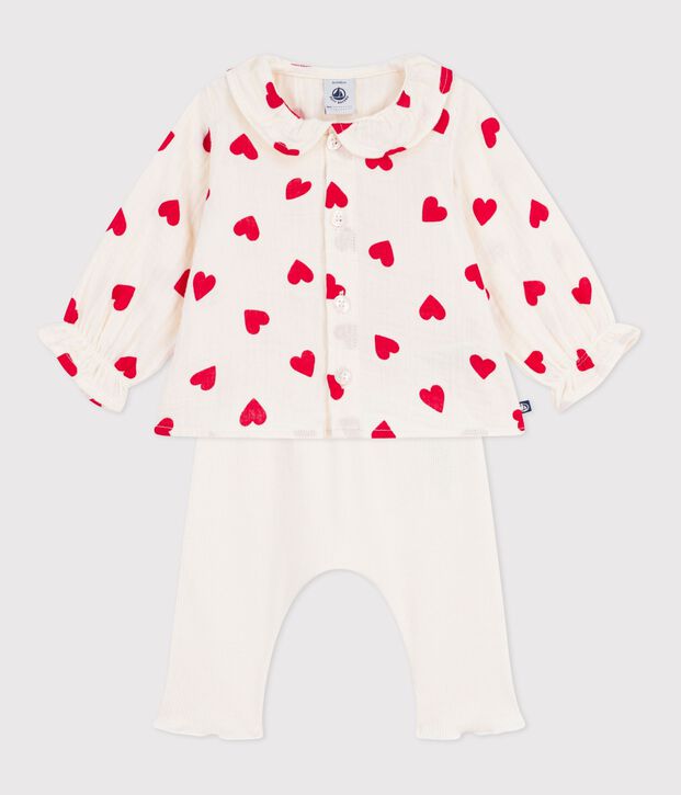 Ensemble 2 pi&egrave;ces long b&eacute;b&eacute; en coton, blouse imprim&eacute;e et legging multicouleur