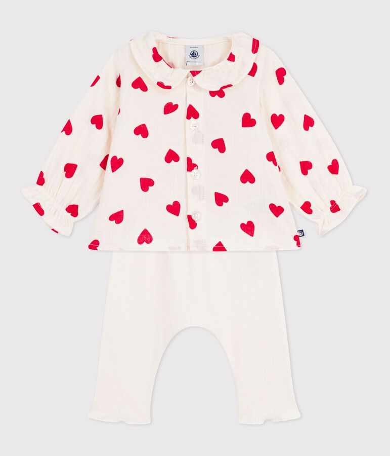 Ensemble 2 pi&egrave;ces long b&eacute;b&eacute; en coton, blouse imprim&eacute;e et legging multicouleur