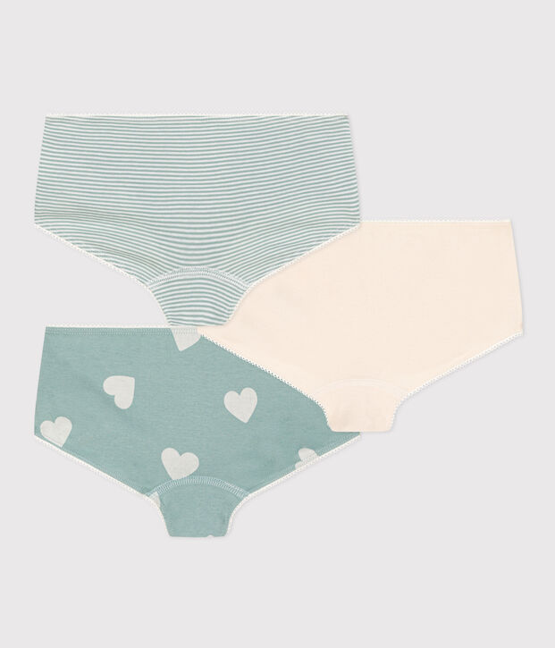 Lot de 3 shorties c&oelig;ur en coton petite fille multicouleur
