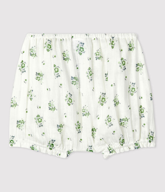 Culotte bloomer en gaze de coton bio bébé blanc MARSHMALLOW/blanc MULTICO