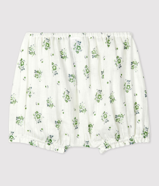 Culotte bloomer en gaze de coton bio b&eacute;b&eacute; blanc/multicouleur