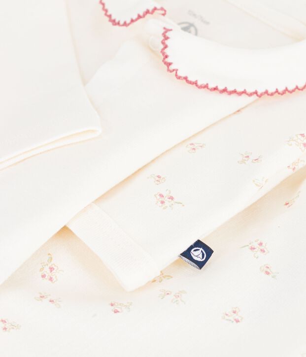 Ensemble b&eacute;b&eacute; en coton &agrave; col imprim&eacute; &agrave; fleurs &eacute;cru/multicouleur