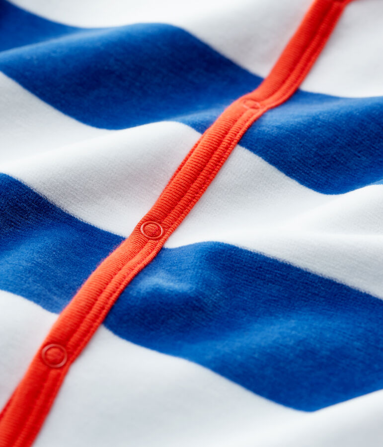 Dors-bien b&eacute;b&eacute; &agrave; rayures bleues en velours MAJOR/ MONTELIMAR