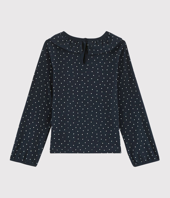 Tee-shirt à col enfant fille bleu SMOKING/blanc MULTICO