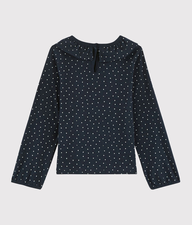 Tee-shirt &agrave; col enfant fille bleu/multicouleur