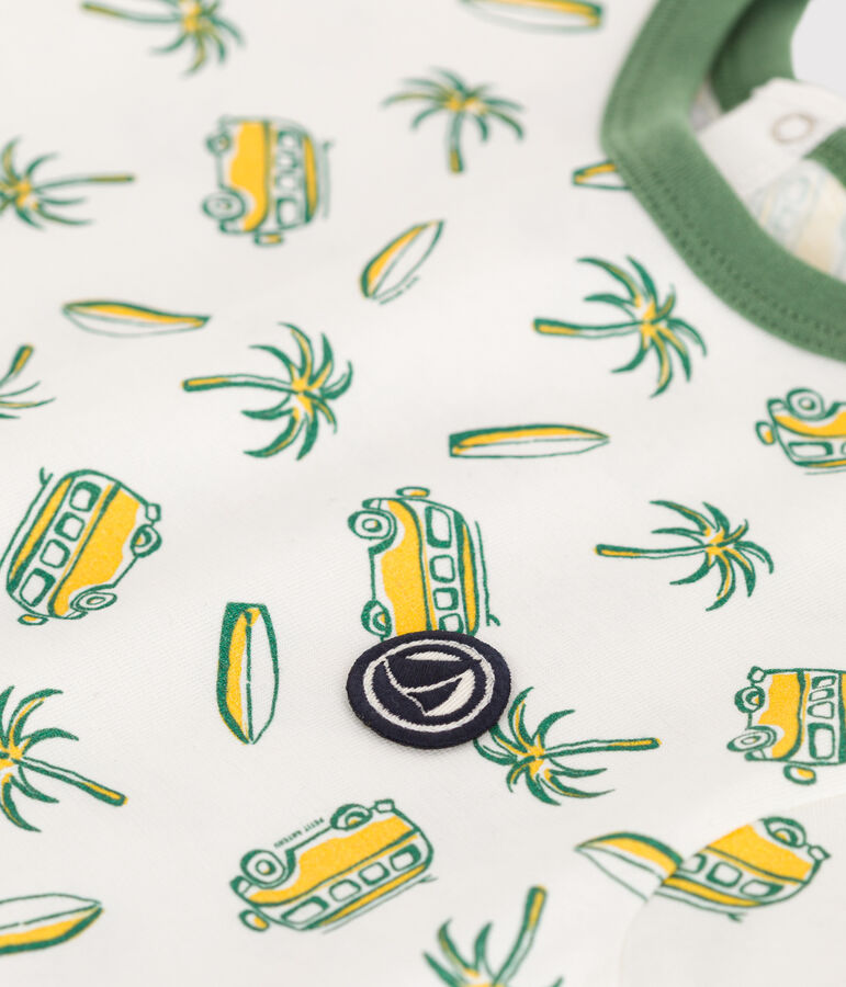 Combicourte b&eacute;b&eacute; en coton manches courtes, imprim&eacute;e surf blanc MARSHMALLOW/blanc MULTICO