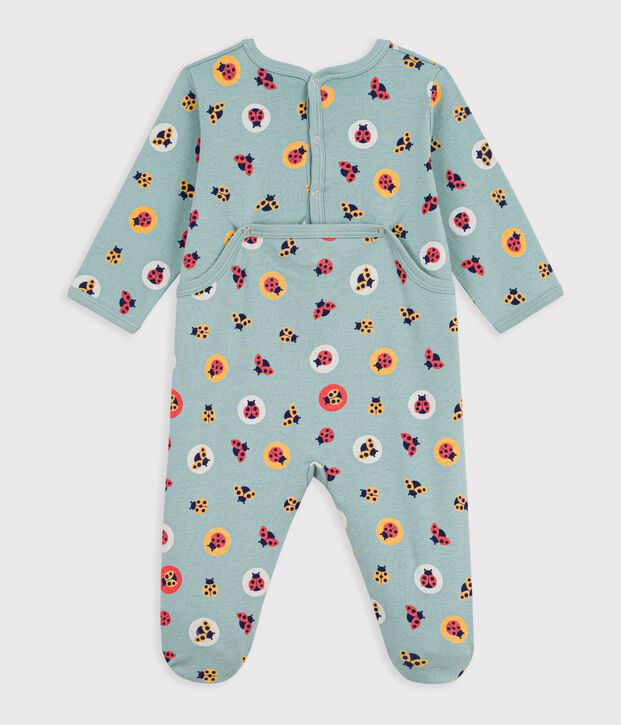 Pyjama b&eacute;b&eacute; en coton ouverture au dos imprim&eacute; coccinelles vert/jaune/multicouleur