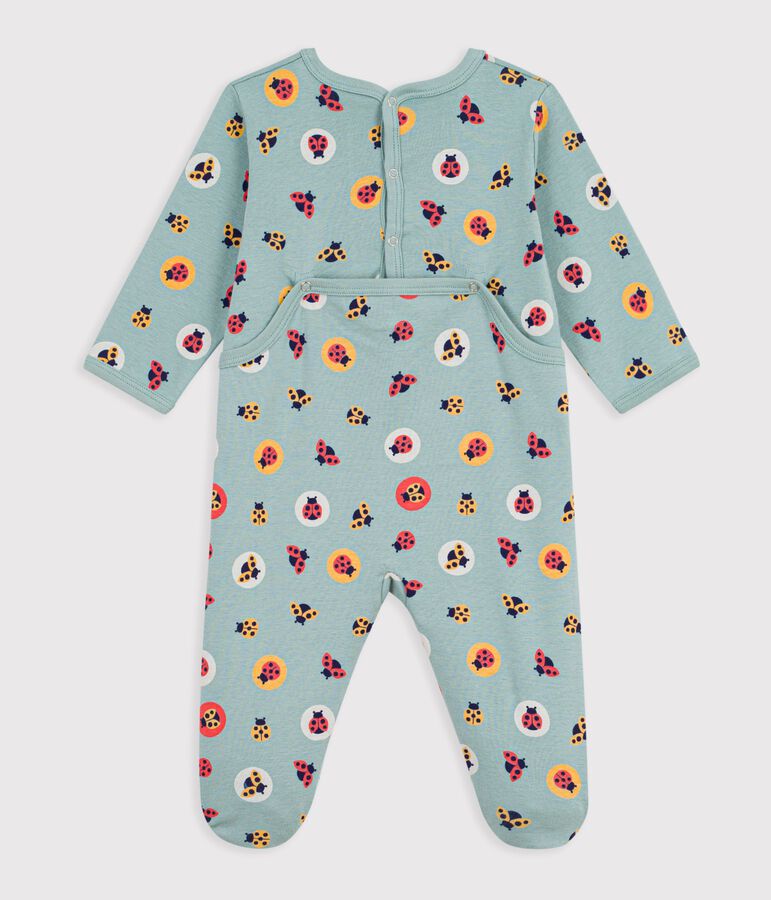 Pyjama b&eacute;b&eacute; en coton ouverture au dos imprim&eacute; coccinelles vert/jaune/multicouleur