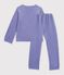 Pyjama enfant en velours &agrave; motif c&oelig;urs violet