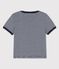 Tee-shirt manches courtes rayé milleraies en coton bio bébé bleu SMOKING/blanc MARSHMALLOW