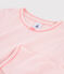 Pyjama à rayures milleraies petite fille en côte rose GRETEL/blanc MARSHMALLOW