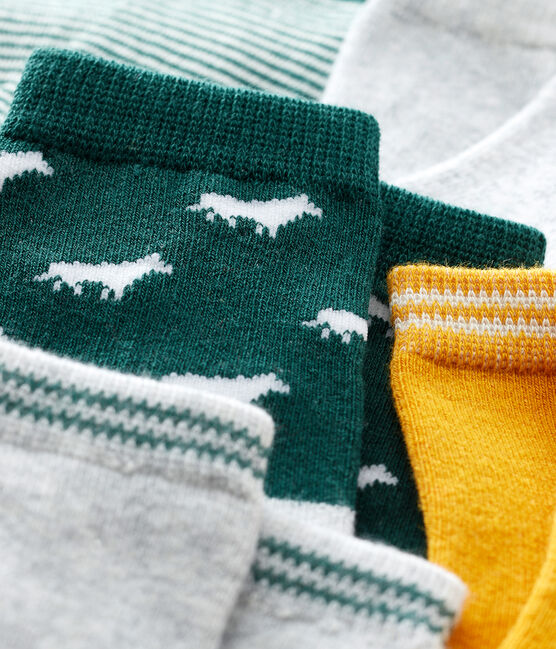 Lot de 5 paires de chaussettes bébé garçon vert SOUSBOIS/blanc MULTICO
