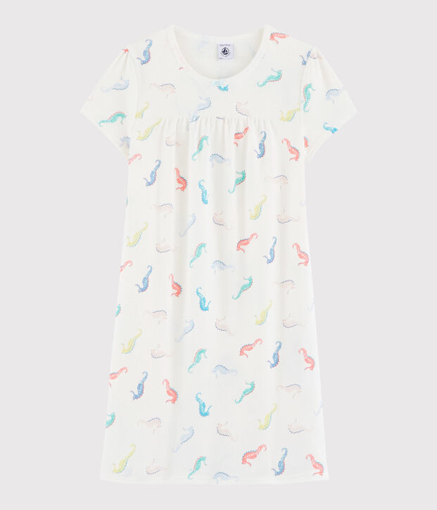Chemise de nuit d&eacute;guisement en coton blanc/multicouleur