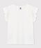 Tee-shirt manches courtes en coton enfant fille blanc MARSHMALLOW