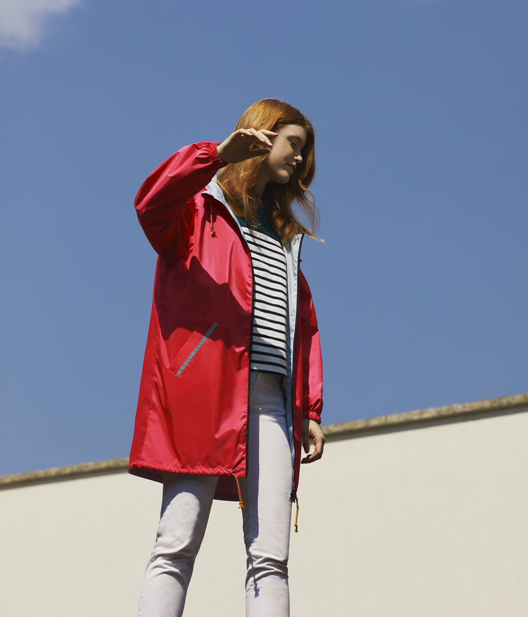 Coupe-vent long r&eacute;versible femme rose GROSEILLER/bleu CRYSTAL