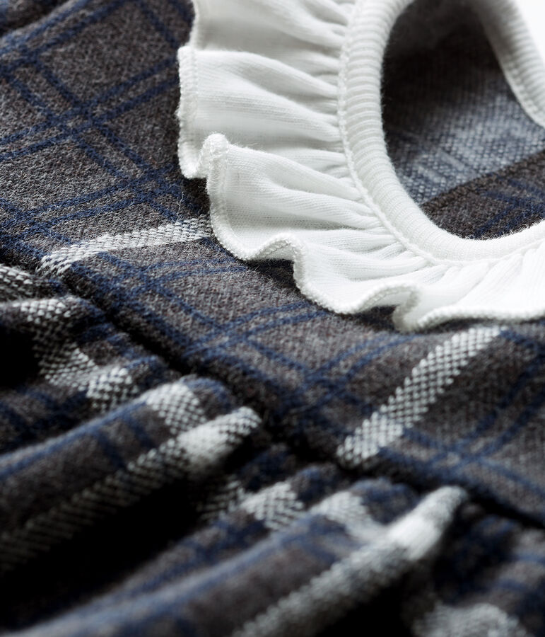 Robe manches longues b&eacute;b&eacute; fille &agrave; carreaux gris/multicouleur