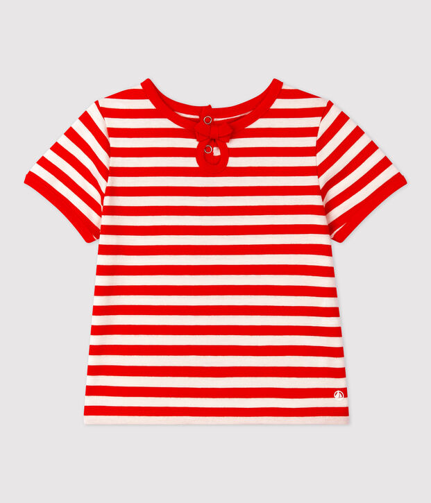 Tee-shirt manches courtes ray&eacute; en jersey b&eacute;b&eacute; rouge/blanc