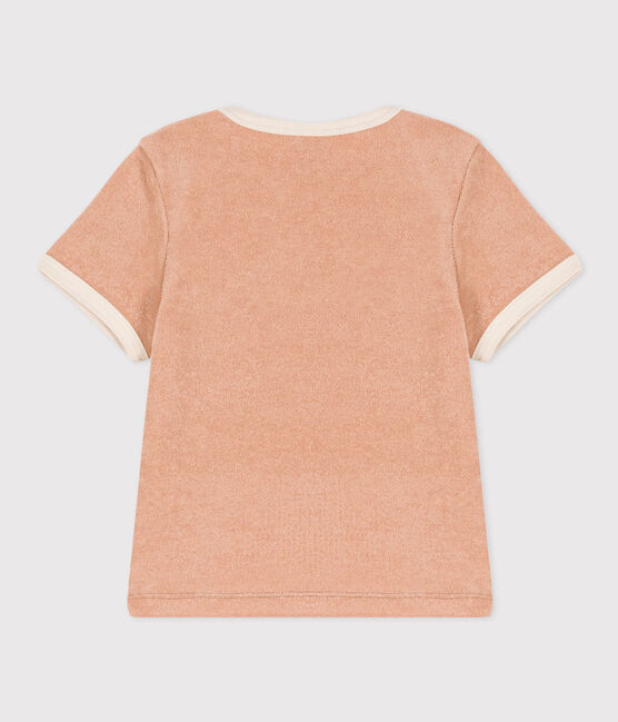 Tee-shirt manches courtes bébé en bouclette éponge beige VINTAGE