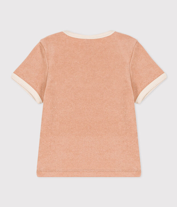 Tee-shirt manches courtes b&eacute;b&eacute; en bouclette &eacute;ponge beige