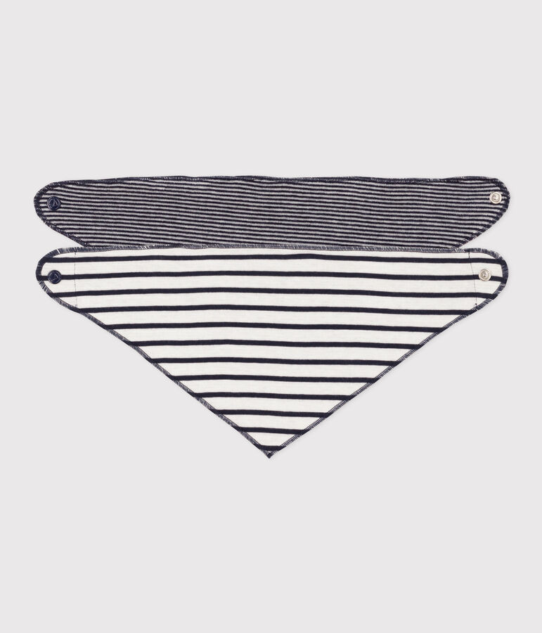 Lot de 2 bandanas-bavoirs b&eacute;b&eacute; &agrave; rayures variante 1