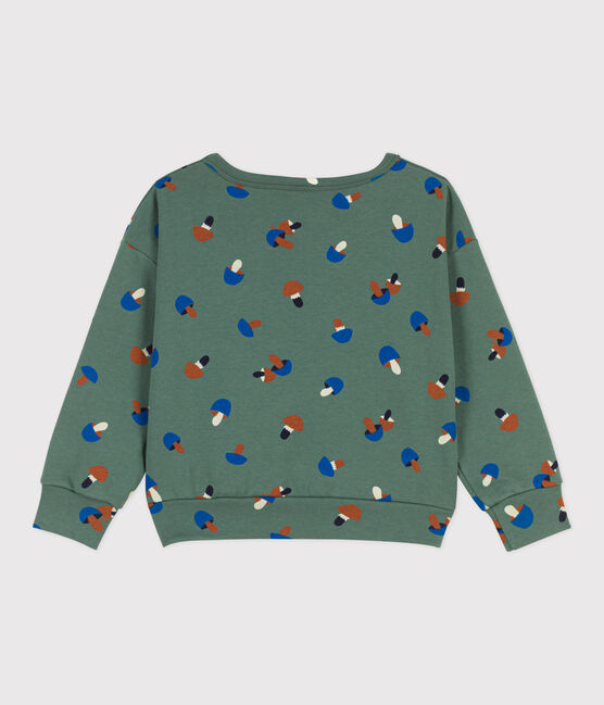 Sweatshirt imprimé en molleton enfant fille / garçon vert VALLEE/écru MULTICO