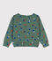 Sweatshirt imprimé en molleton enfant fille / garçon vert VALLEE/écru MULTICO