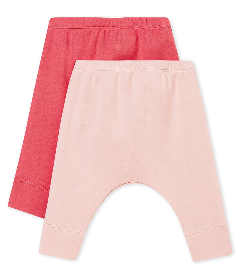 Lot de deux leggings b&eacute;b&eacute; mixte en c&ocirc;te 1x1 gratt&eacute;e unie multicouleur