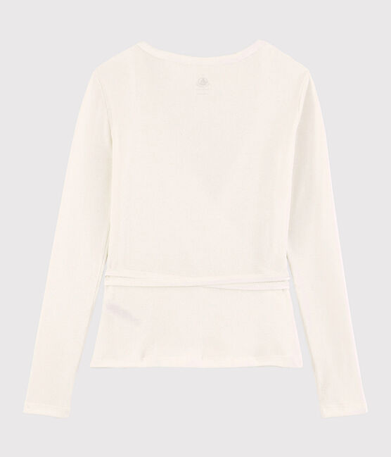 Cardigan cache-cœur en coton léger Femme blanc MARSHMALLOW