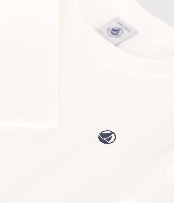 Tee-shirt manches longues en côte enfant fille / garçon blanc MARSHMALLOW