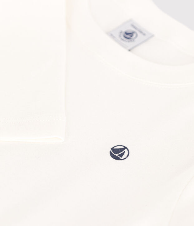 Tee-shirt manches longues en c&ocirc;te enfant fille / gar&ccedil;on blanc