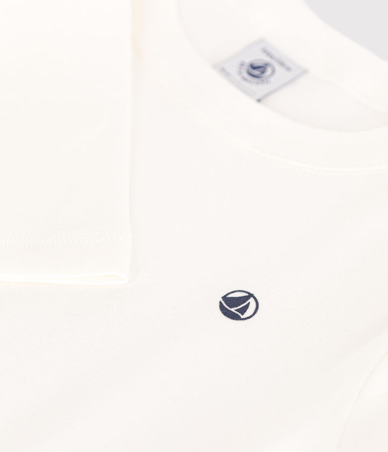 Tee-shirt manches longues en c&ocirc;te enfant fille / gar&ccedil;on blanc MARSHMALLOW