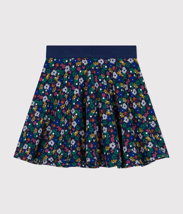 Jupe en coton enfant fille bleu/multicouleur