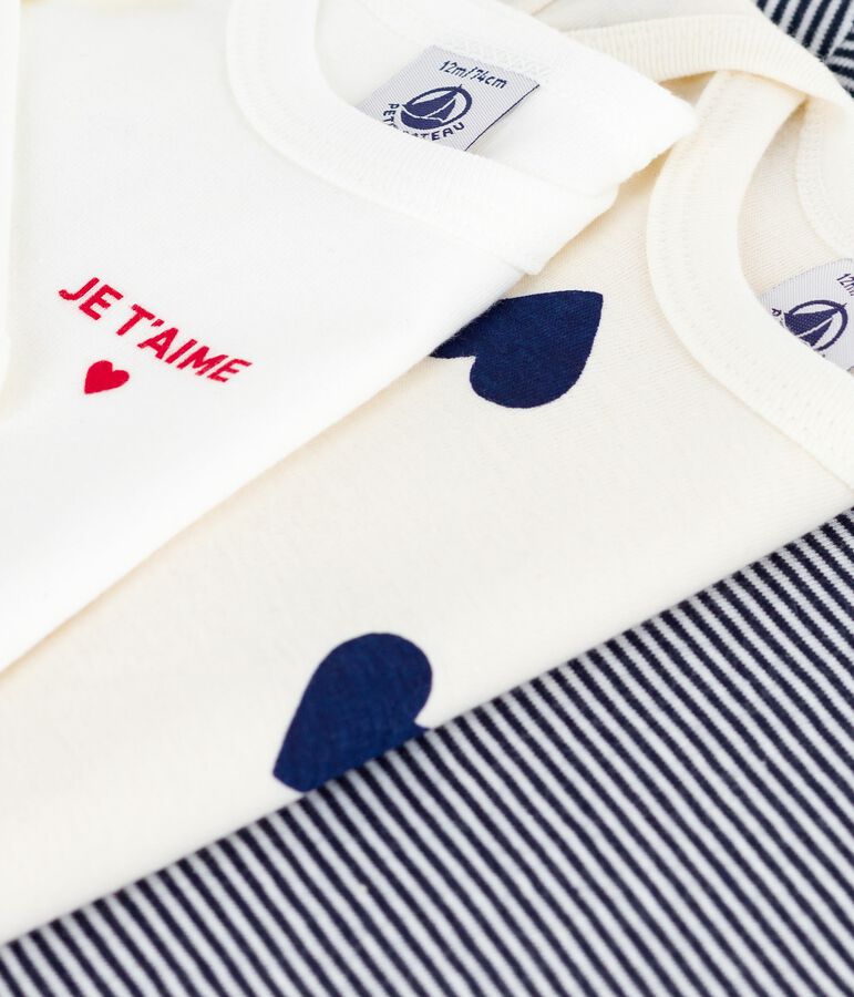 Lot de bodies manches longues en coton imprim&eacute; c&oelig;urs b&eacute;b&eacute; variante 1